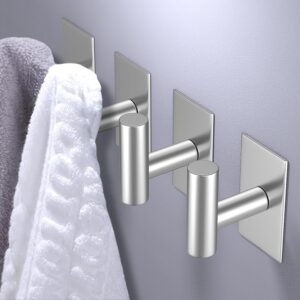 Heavy-duty stainless steel wall towel hooks for hanging bathroom towels and robes