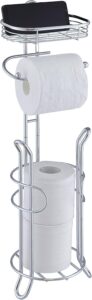 SunnyPoint bathroom toilet paper storage holder stand with reserve and top shelf