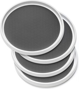 Set of four non-slip 10-inch Lazy Susan rotating organizers for pantry, kitchen cabinets, and refrigerator