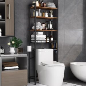 4-tier over-the-toilet storage rack with shelves for towels, toiletries, and bathroom essentials