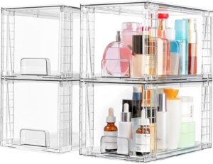Vtopmart 4-pack clear stackable storage drawers for under-sink cabinet organization